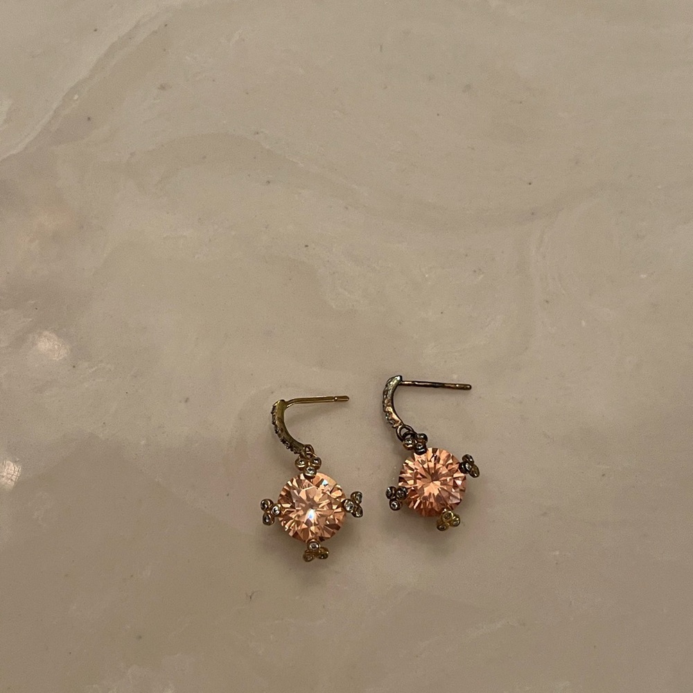 Swarovski Gold and Peach-Rose Crystal Earrings Sorreli